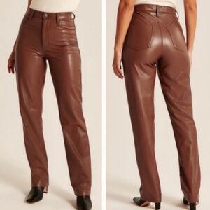 Abercrombie & Fitch The 90s Straight Ultra High Rise Vegan Leather Pants